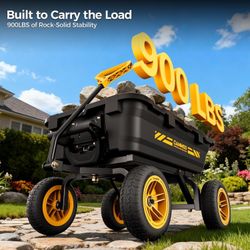 B415 $100  10in NO-FLAT TIRES 900lb Heavy-Duty Garden Dump Cart DIY Expandable Capacity Over 4 Cu.Ft. Utility Wagon with Quick-Release Dumping & Prime
