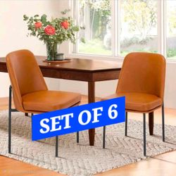Set of 6 COLAMY Leather Dining Chairs