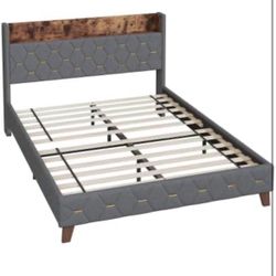 BRAND New IN BOX Queen Bed Frame with Storage Headboard, Modern Upholstered Platform Bed