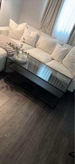 Glass Top Coffee Table with Black Frame