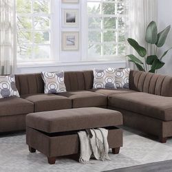 Sectional Sofa Set With Ottoman 