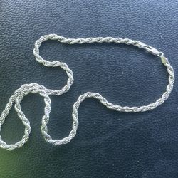 Silver diamond cut rope 925 silver necklace