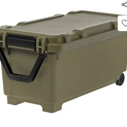 Project Source Large 42.3 Gallons 169-Quarts Khaki Solid Heavy Duty Rolling Stackable Tote