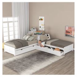 L Shaped Bed With Trundle Bed 