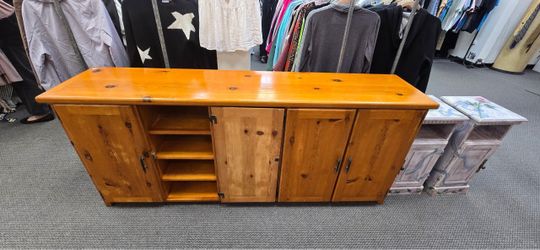 Rustic Pine Wood Sideboard Cabinet