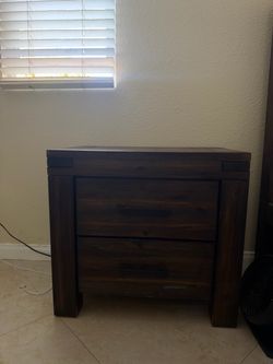 Dark Wood 2-Drawer Nightstand