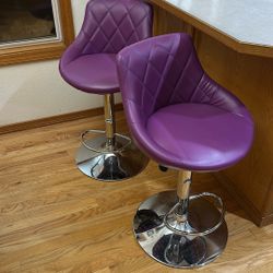 Counter Height Adjustable Bar Stools. Vintage Real Leather