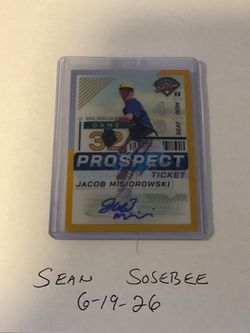 Jacob Misiorowski  Gold Auto 6 Of 10 !! Prospect Edition Prospect Ticket