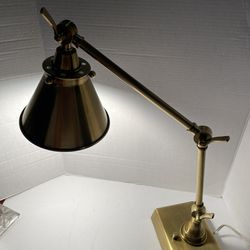 Pottery Barn Large Adjustable Arm Industrial Desk Lamp Antique Gold Finish