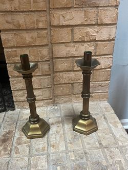 Vintage solid brass altar candlesticks
