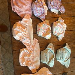 9 Grovia Reusable Diapers With Dekor Cloth Diaper Trash Can 