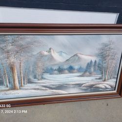 NOW $20 - Large Framed Oil On Canvas Painting