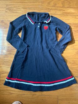 Girls' Navy Strawberry Appliqué Polo Dress size 6