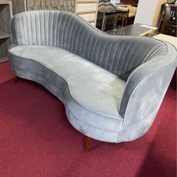 👉Sophia Upholstered Sofa With Camel Back Grey And Gold$10 Down Payment Financing and Delivery available