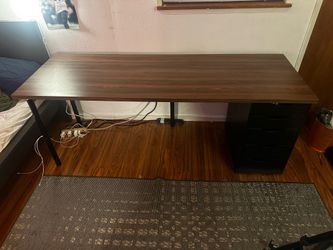 Brown IKEA Table top With Black Alex Drawer and Legs 74.5 Inches x25 inches x 29 inches