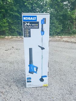 Kobalt new 24v battery operated trimmer blower combo kit comes with battery and charger