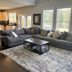 Retail $4k Sectional Living Room Set with coffee and end table and lamps , pillow-couch