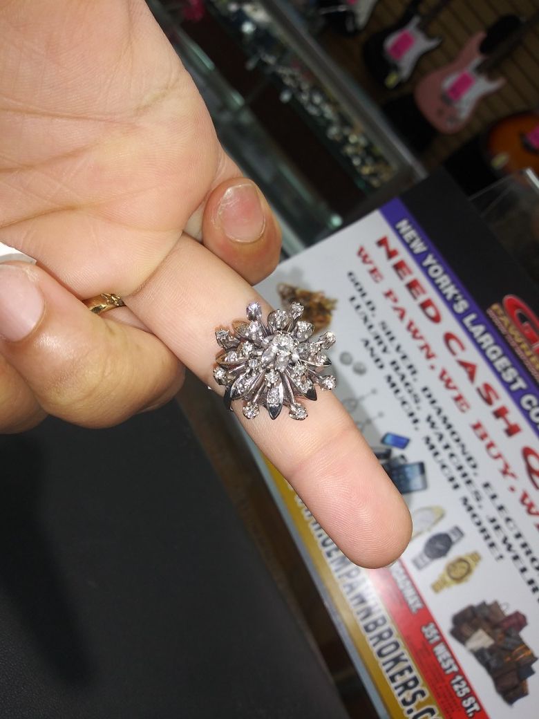 14k white gold diamond ring 1.00 ct