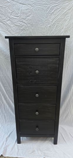 Black Wood 5-Drawer Tall Dresser