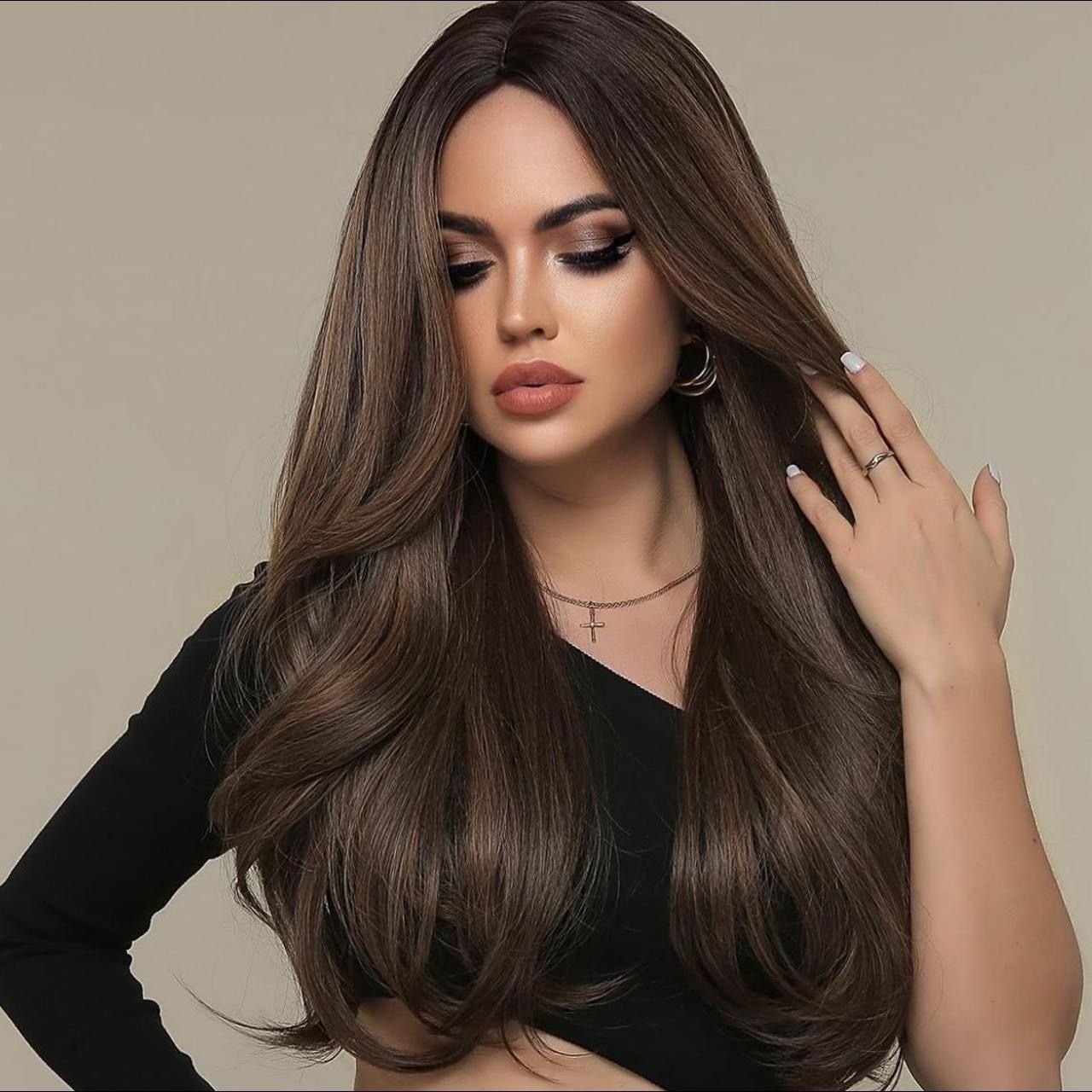 Human hair blend ombre brown wig.