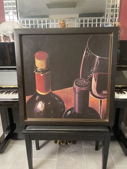LARGE SHADOW BOX HANGING WINE PAINTING