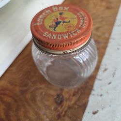 Lunch Box Sandwich Spread glass jar with its original lid