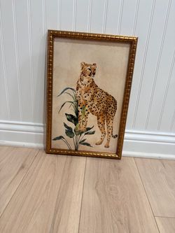 Watercolor Cheetah Print in Gold Frame