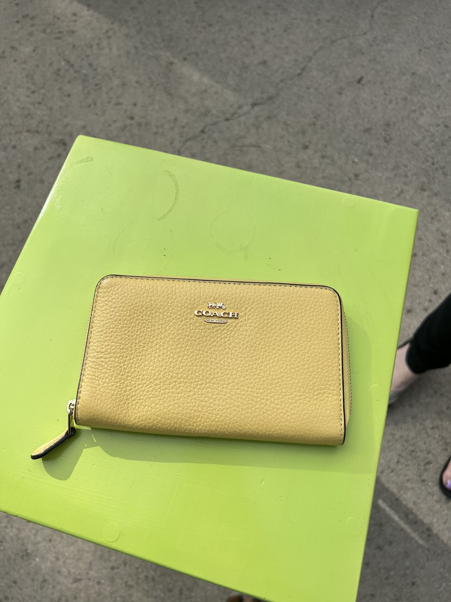 Authentic Yellow Coach Wallet, Used 
