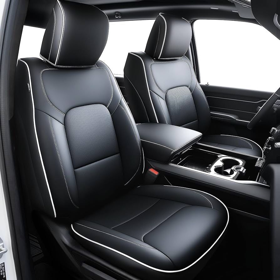 Premium Faux Leather Seat Covers Custom Fit for Dodge RAM 1500 (2019-2026) Crew Cab - Fully Covered, Fit Like a Glove - Armrest Covers Include - (A1 S