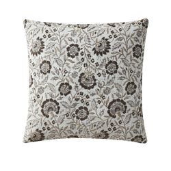  20" x 20" Brown Bel Jacquard Floral Decorative Pillow Cover
