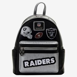 Loungefly NFL Las Vegas Raiders Icon Patches Mini Backpack
