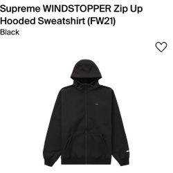 Size Medium Brand New Supreme WINDSTOPPER Zip Up Hooded Sweatshirt - Black 