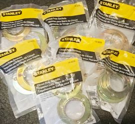 7 PAIR Stanley 19-3205 heavy-duty metal closet pole sockets finished in a satin brass tone