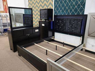 Free local delivery MICAH B4350 black LED queen size 5pc bedroom set special
