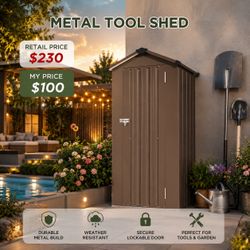 Villeston 2.7' x 1.8' High Quality Galvanized Iron Sheet, Waterproof Design, with a Solid Lock System, Easy to Assemble and Move,Brown