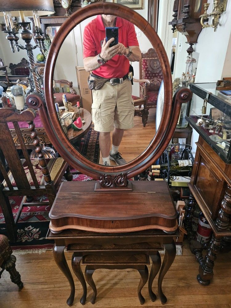 Fine English Antique Empire Mahogany Dresser Mirror ! Circa 1880's/ 1890's ! Great Condition!