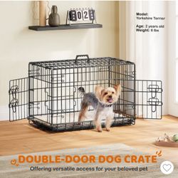 30inch Metal Dog Crate for Small to Medium-Sized Dogs, Black