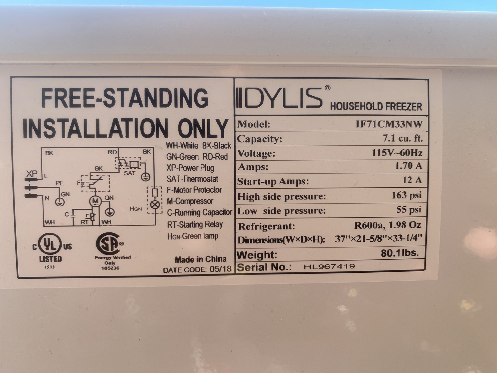 IDYLIS 7.1 Cubic Foot Deep Freezer for Sale in Columbia, SC OfferUp