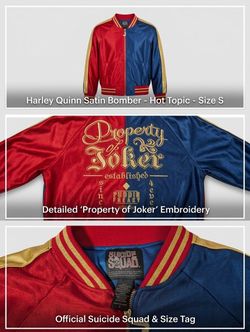 Suicide Squad Harley Quinn Satin Bomber Jacket Size S