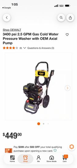 DEWALT 3400 psi 2.5 GPM Gas Cold Water Pressure Washer with OEM Axial Pump