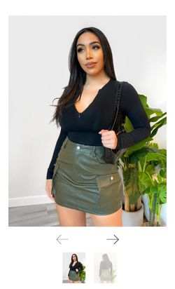 Olive green leather Skirt