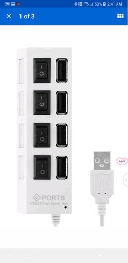 4-Port USB2.0 High Speed Hub Adapter Power ON / OFF switch for shared computers