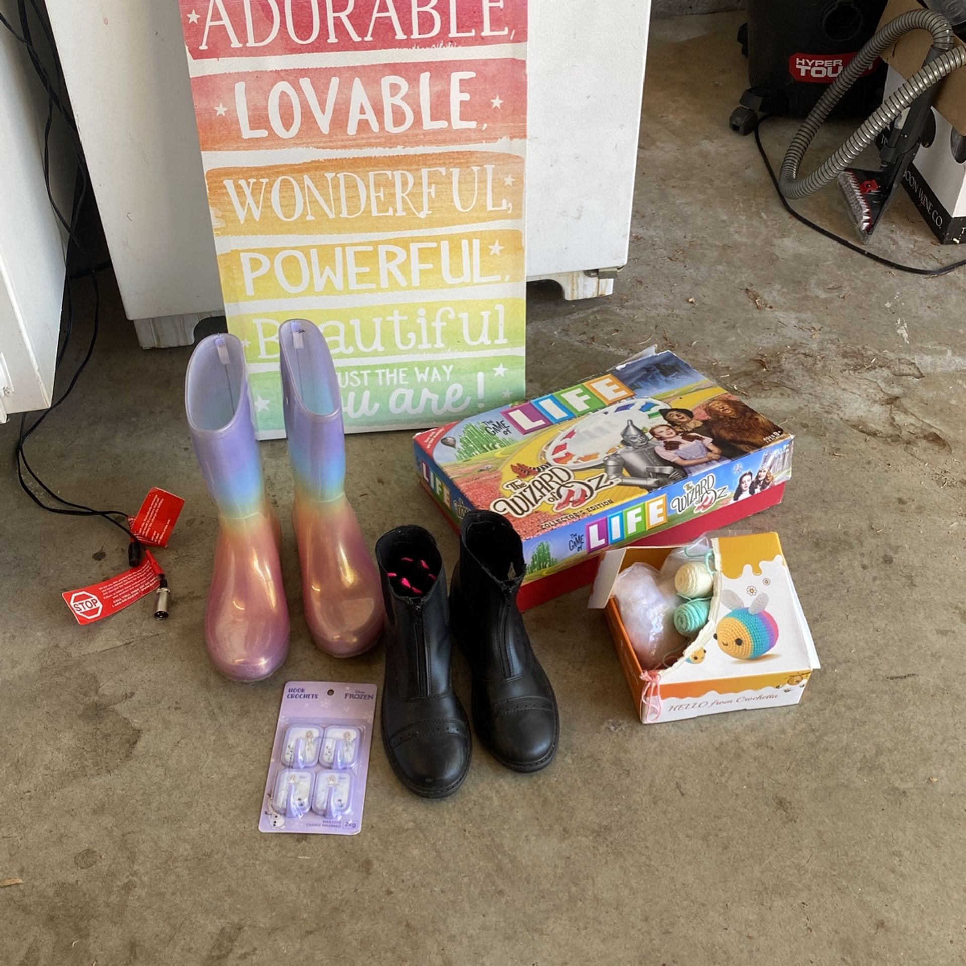 Girls, Size 5 Riding Boots And Rain Boots