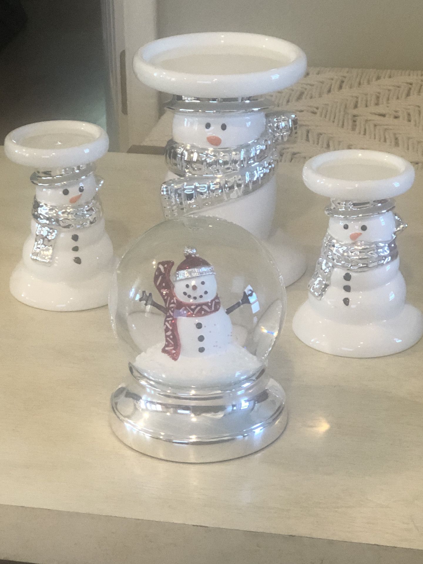 Bath and Body Works Snowman Candle Holder Set