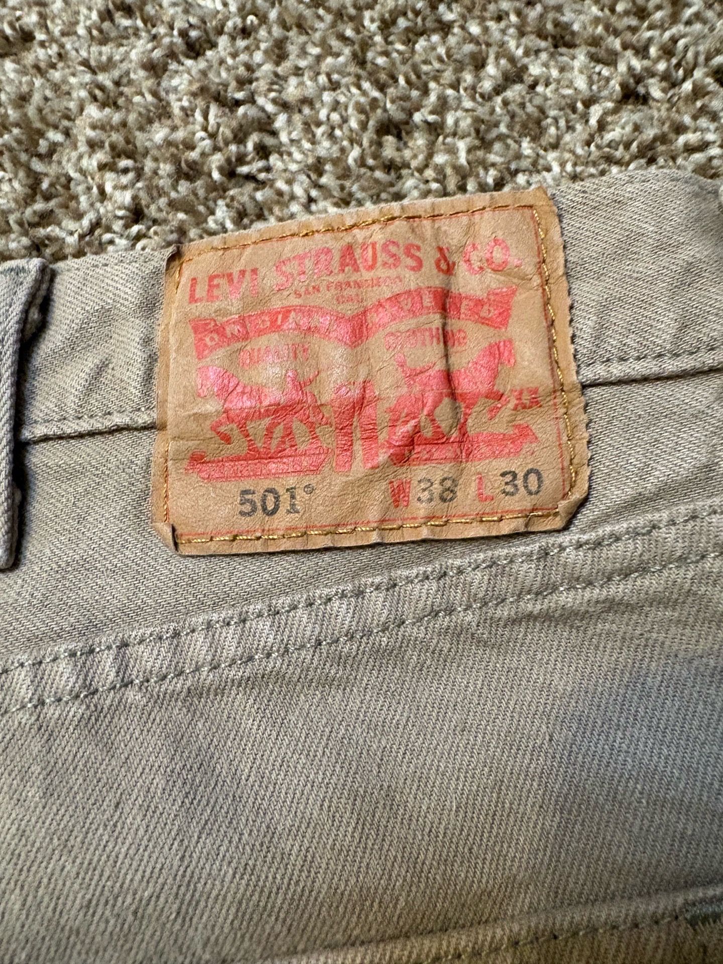 Levi's 501 Original Fit Jeans Mens Size 38x30 Tan