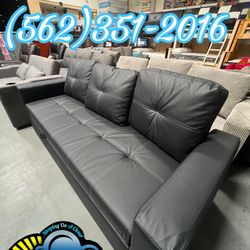 Black Leather Couch Sofa New New Nuevo 