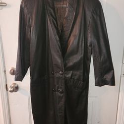 Black Leather Trench Coat