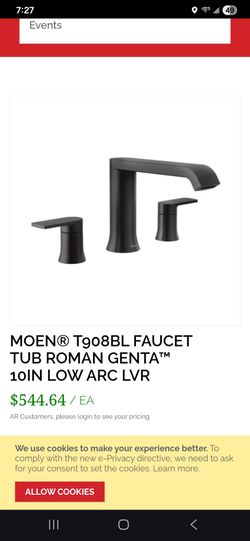 MOEN T908BL Genta Matte Black 10in Low Arc Roman Tub Faucet