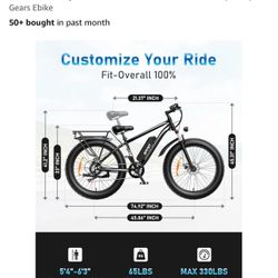 (brand New)EB26 Electric Bike 1500W Electric Bicycle 48V 15AH (720WH) Battery Electric Bike 26" Fat Tire Mountain 32mph 7 Speed Gears Ebike