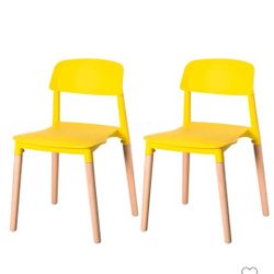 Fabulaxe

Fabulaxe Modern Plastic Dining Chair Open Back with Beech Wood Legs, Yellow Set of 2

